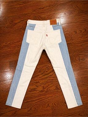 Levi's Cream and Light Blue Two-Tone Skinny Jeans